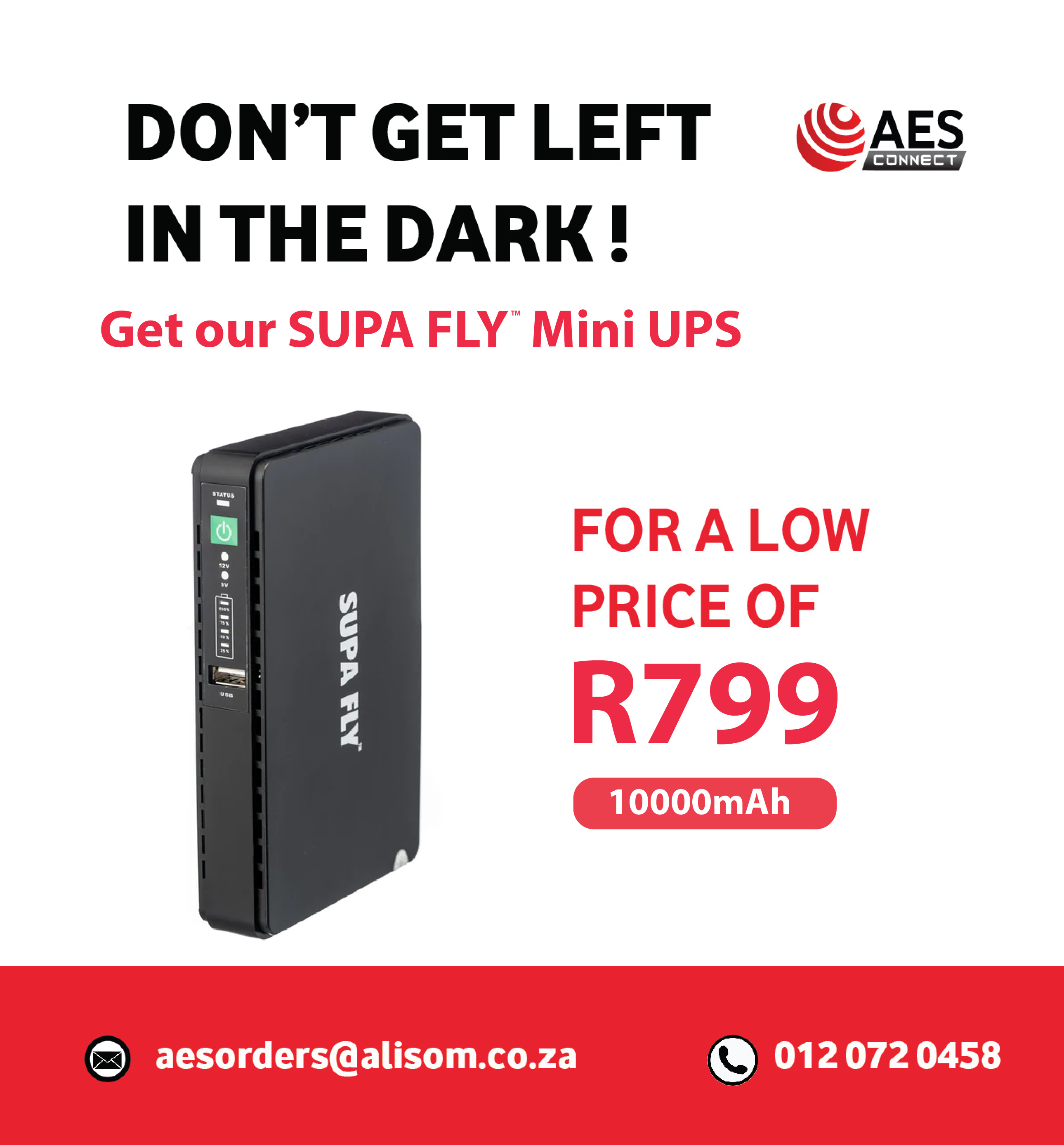AES | Business | Hardware | 8800mAh UltraLan Mini DC UPS & Powerbank (12V, 17W, 8.8Ah)